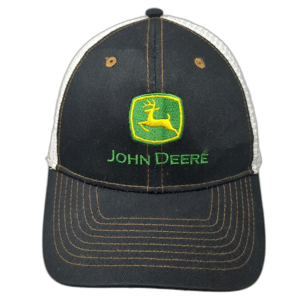 Infinity Headwear John Deere Trucker Hat Black OSFM Mesh Snapback Embroidered